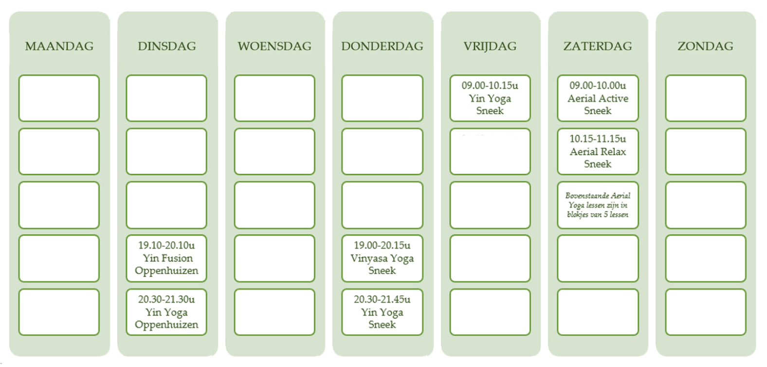 lesrooster Angela Yoga, Yoga Oppenhuizen, Yoga Sneek, Yin Yoga, Vinyasa Yoga, Yogales, Yoga Friesland